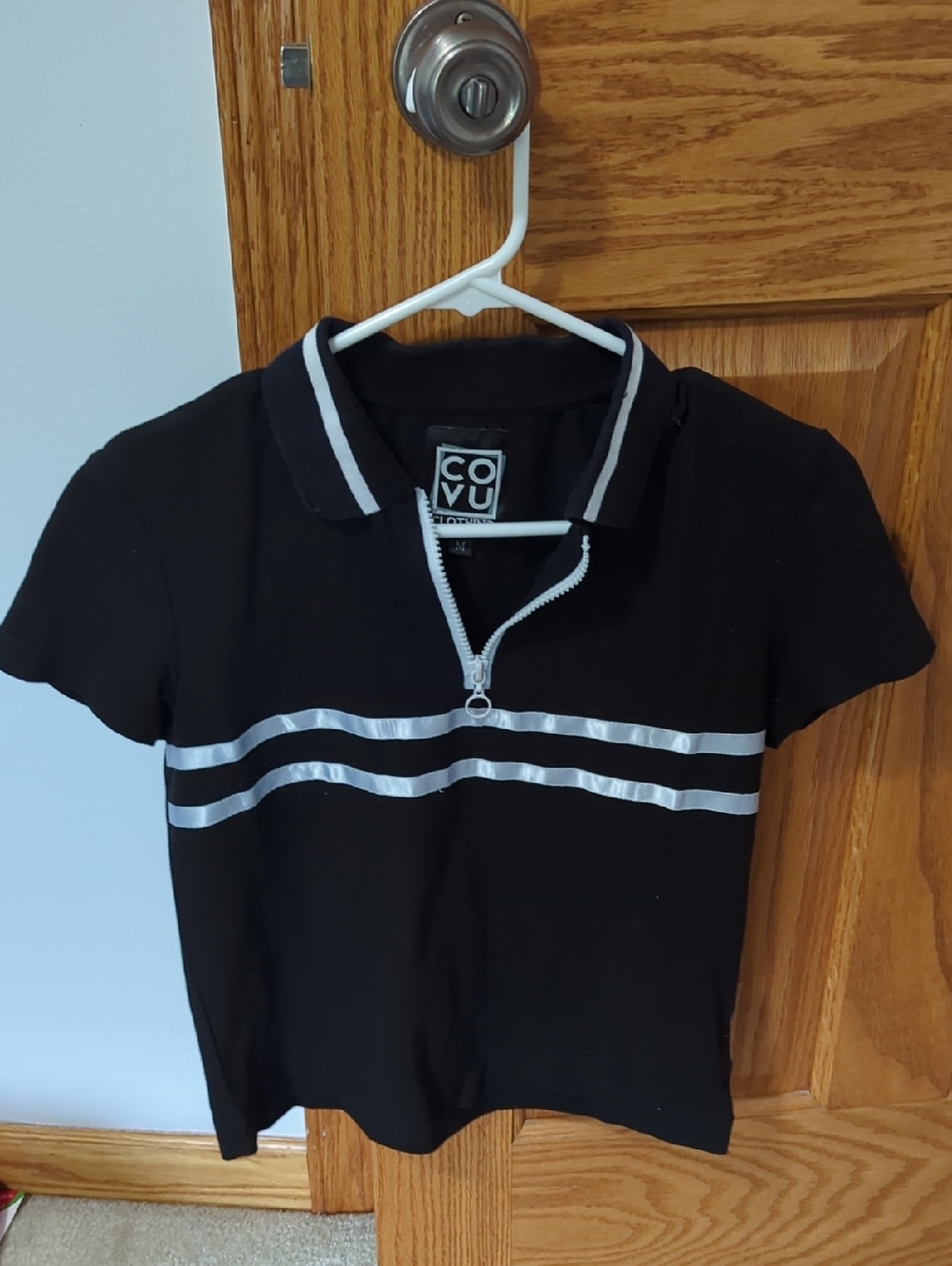 COVU Black Zip-Front Polo Tee